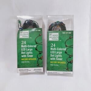 Home Accents 24 Multicolor Led Dot Lights 8 Ft Halloween‎ Christmas Timer 2 Pk
